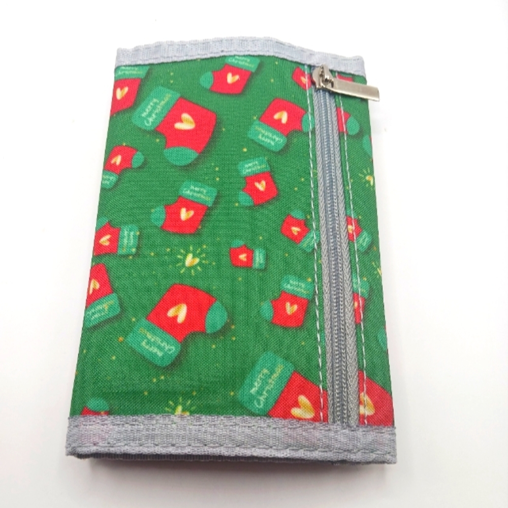 Santa Christmas Nylon Bi Fold Wallet with Belt Clip + Laynard 3"×5" New - Picture 3 of 10